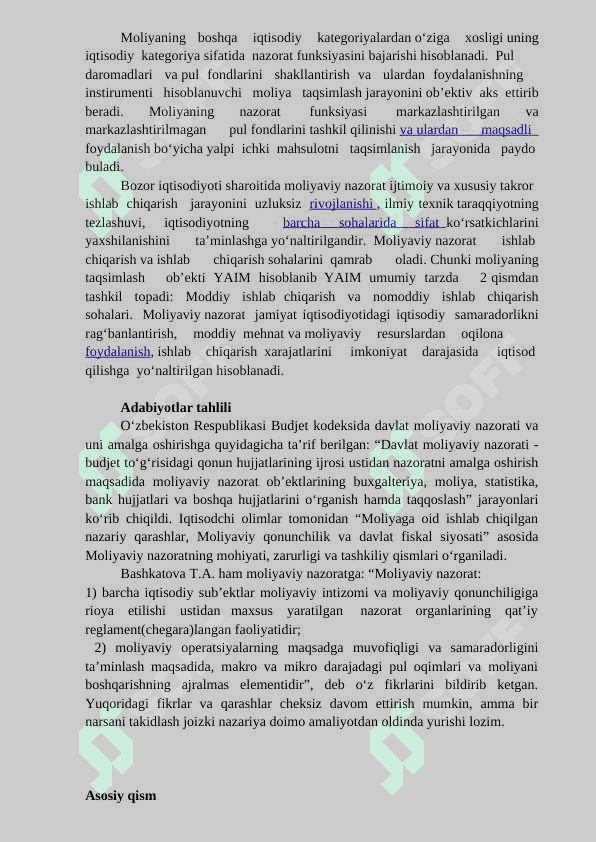 MOLIYAVIY NAZORATNING MOHIYATI, ZARURLIGI TASHKILIY SHAKLLARI 2