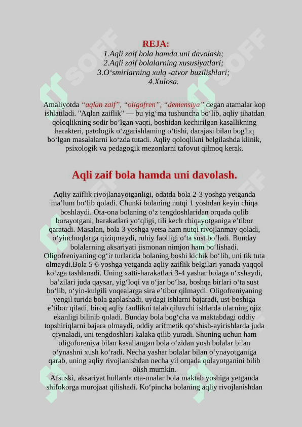 Aqli zaif bola rivojlanishi, ularni oʻrganish,oʻqitish,tarbiyalash obyekti sifatida 2