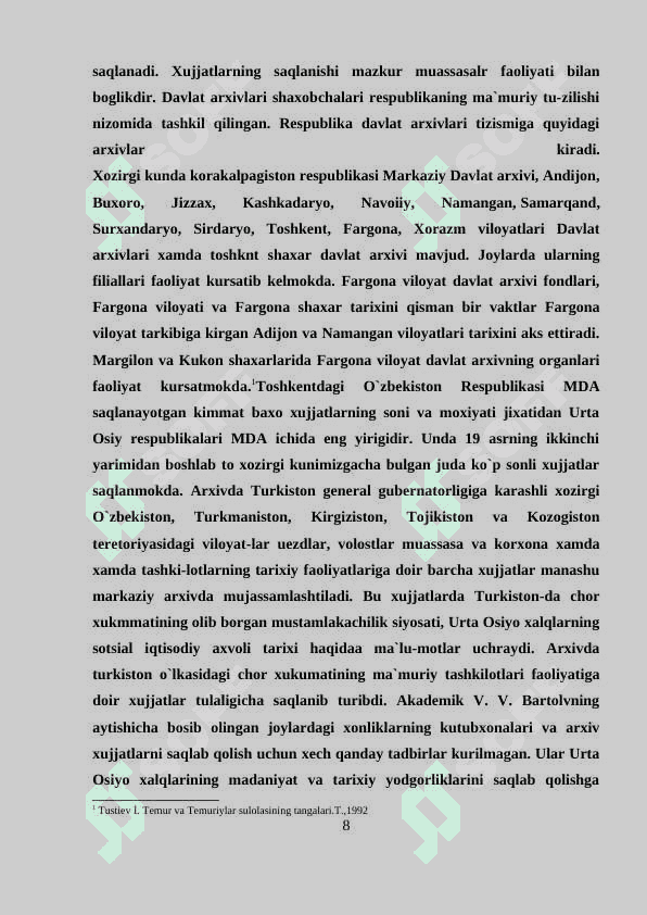Tarix o’qitishda arxiv materiallaridan foydalanish. 8
