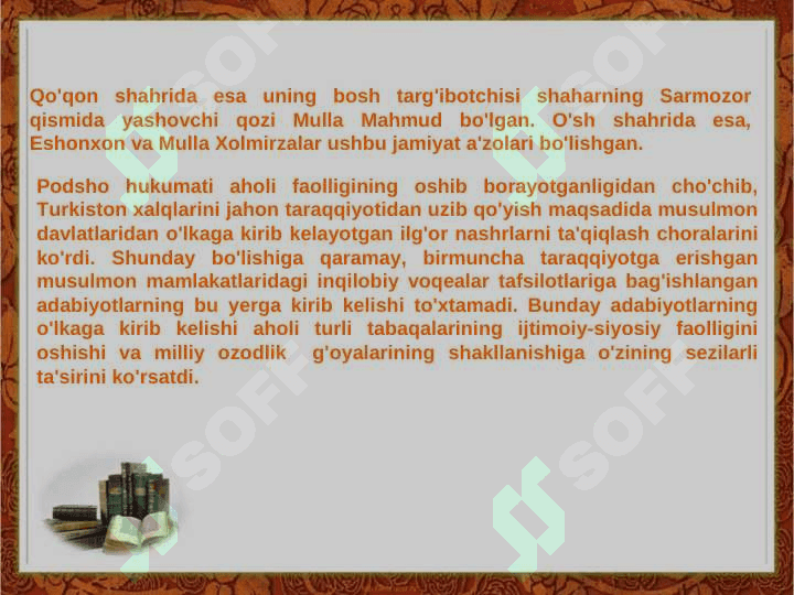 Jadid ma'rifatparvarlarining o'lka ijtimoiy-ma'naviy hayotida tutgan o'rni (Munavvar Qori, Fitrat, Behbudiy, Avloniy) 7