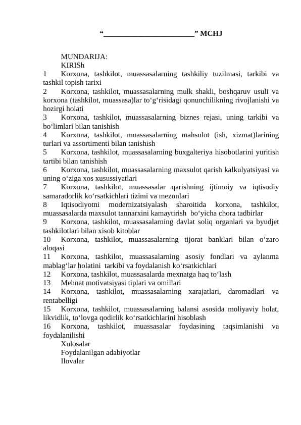 Mas’uliyati Cheklangan Jamiyati uchun amaliyot  hisobiti