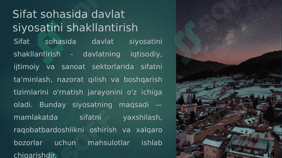 Sifat sohasida davlat siyosatini shakllantirish 2