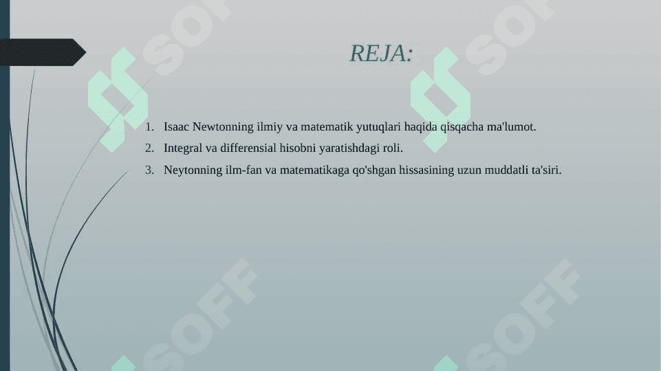 BUYUK OLIMLAR TADQIQOTLARIDA MATEMATIKA ISAAK NYUTON 2