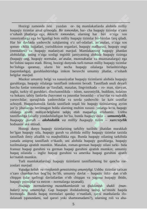 HOZIRGI ZAMON ASOSIY HUQUQIY TIZIMLARI 5