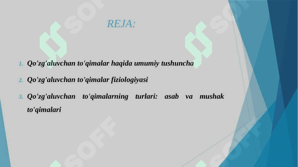 QO'ZG'ALUVCHAN TO'QIMALAR FIZIOLOGIYASI. TINCHLIK VA QO'ZG'ALISH POTENSIYALLARI. TA'SIROTNING BO'SG'A KUCHI. ION KANALLARINING AKTIVASIYASI, DEAKTIVASIYA INAKTIVASIYASI, SINAPSLAR FIZIOLOGIYASI 2