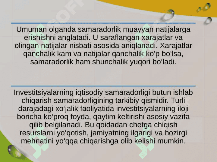 Investitsiyalarning iqtisodiy samaradorligini baholash 3