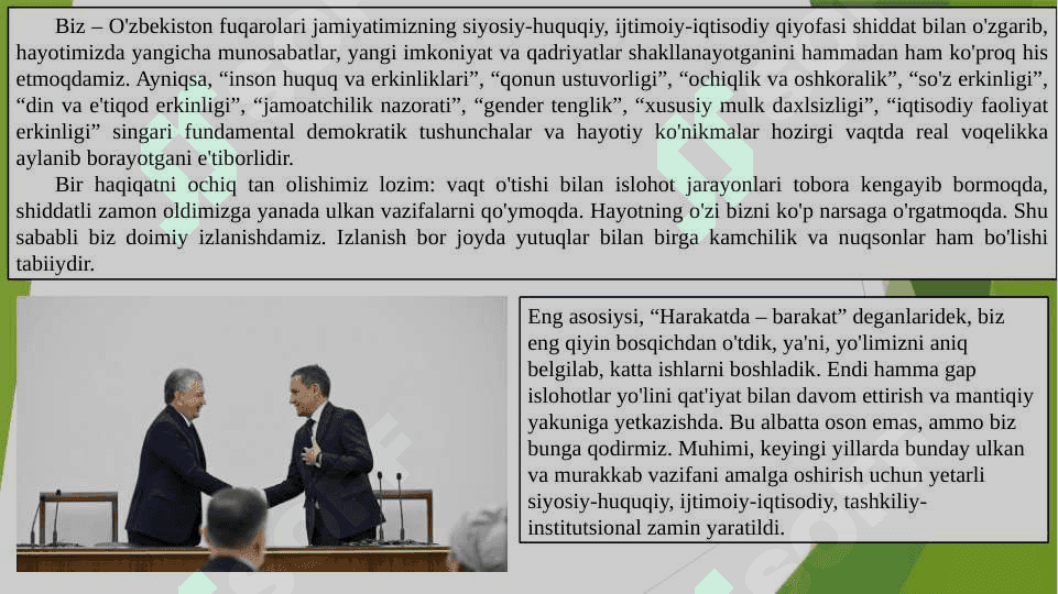 O‘zbekiston Respublikasi prezidenti Sh.M.Mirziyoyevning keng miqyosli iqtisodiy islohatlari va uning mazmuni 3