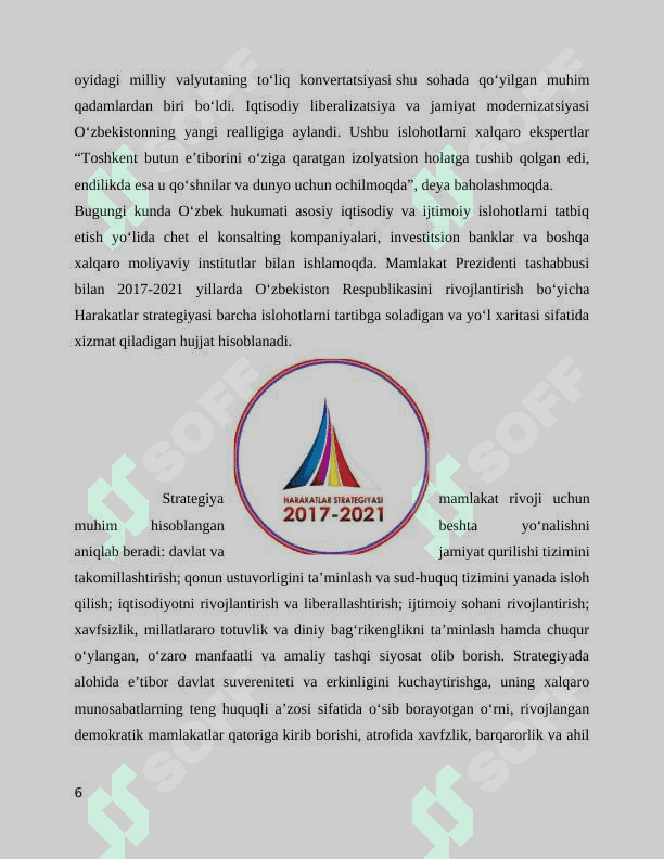 O‘zbekiston Respublikasi Prezidenti Sh.M.Mirziyoyevning keng miqyosli iqtisodiy islohatlari va uning mazmuni 6