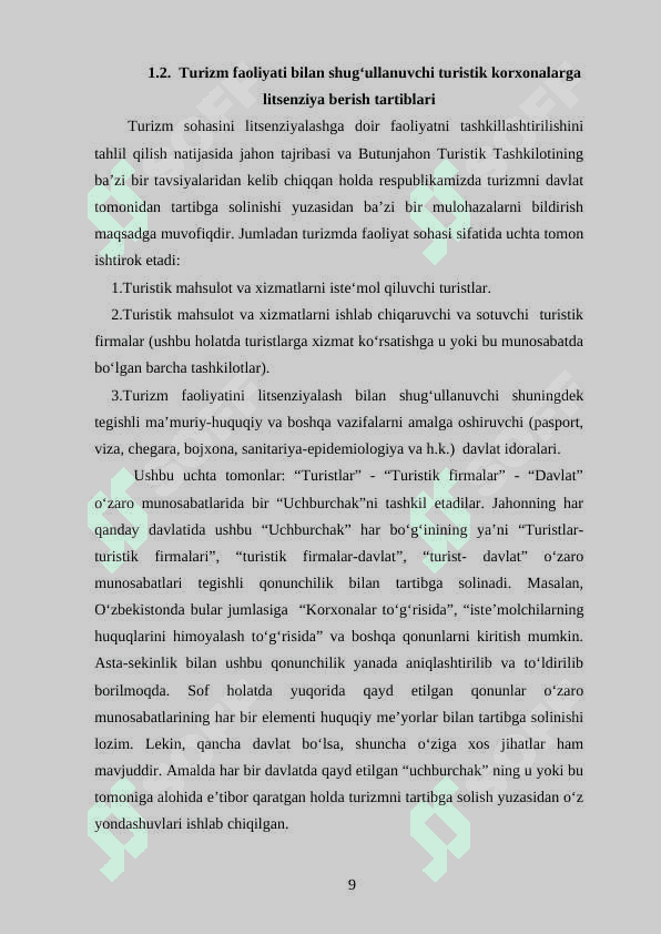 TURISTIK TASHKILOTLARDA LITSENZIYALASH 8