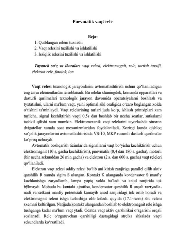 Pnevmatik vaqt rele 1