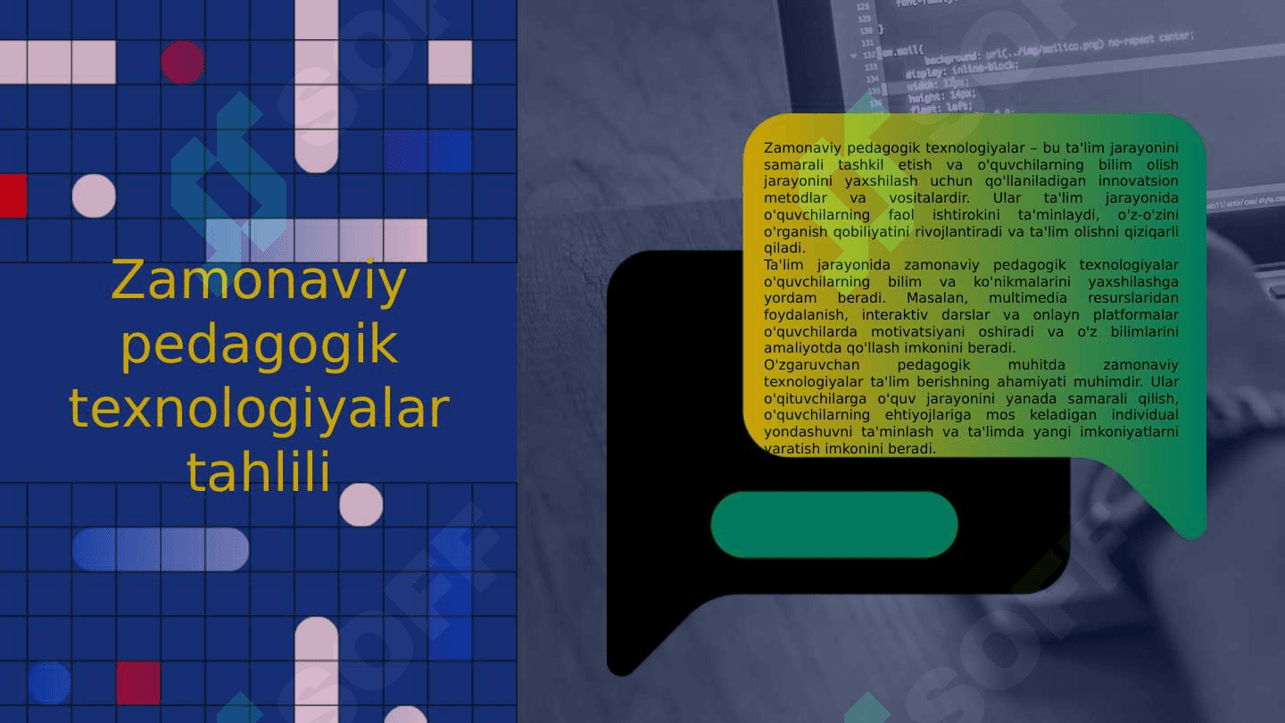 Zamonaviy pedagogik texnologiyalar va ularning ta'lim jarayonidagi oʻrni. 3