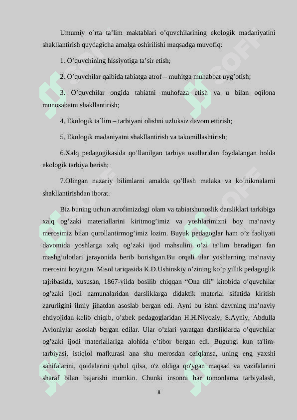 ekologik madaniyat va tarbiyani shakllantirish 8