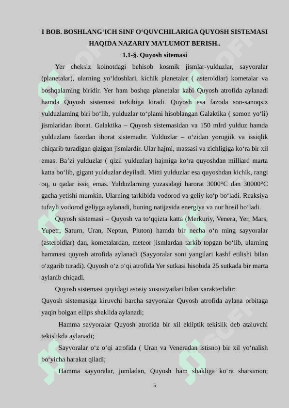 QUYOSH SISTEMASI 5