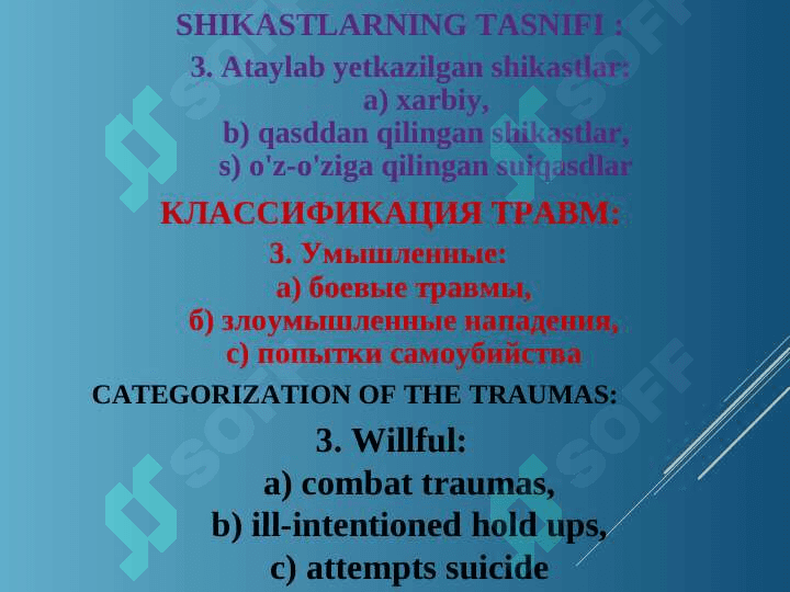 Shikastlanish , Travmatizm , Travmatik shok .  Повреждения Травматизм Травматический шок 7