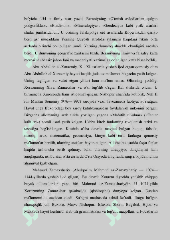 O’rta Osiyo xalqlarining ix-xii asrlardagi (Renisans) uyg’onish davri 8