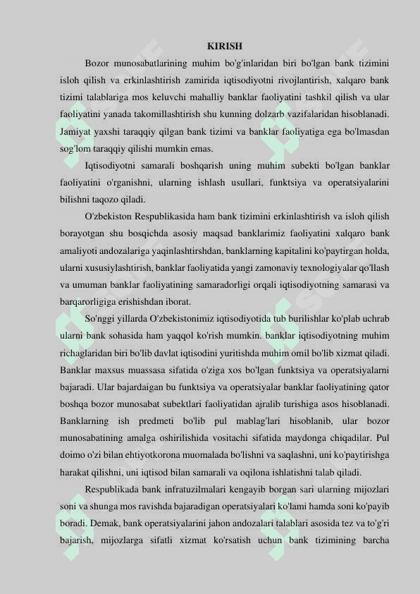 HISOBOT "BANK ISHI" TA’LIM YO'NALISHI BO'YICHA ISHLAB CHIQARISH AMALIYOTI 3
