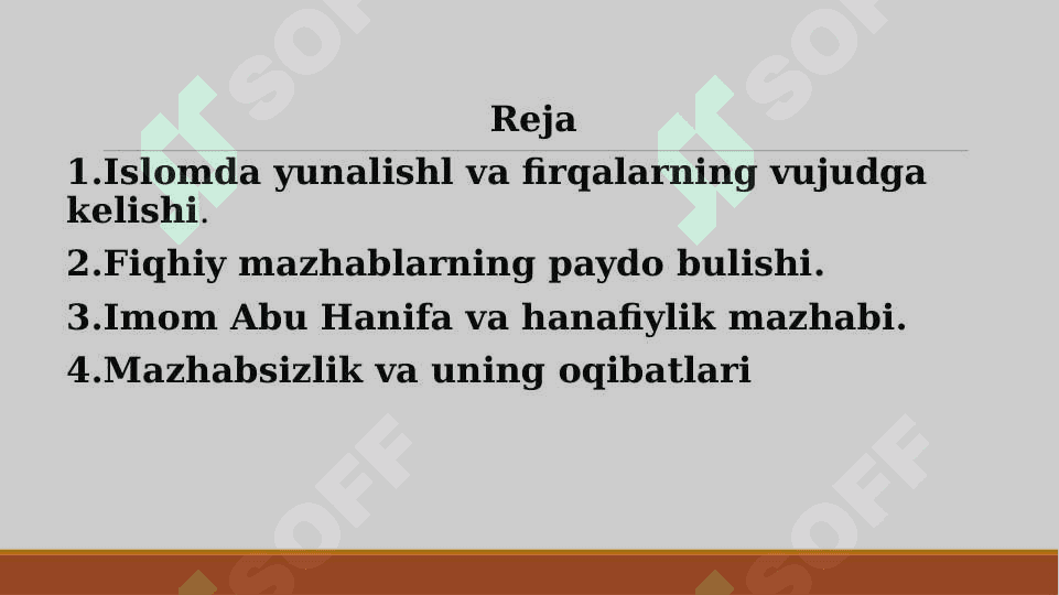 Islom dinidagi asosiy mazxablar. 2