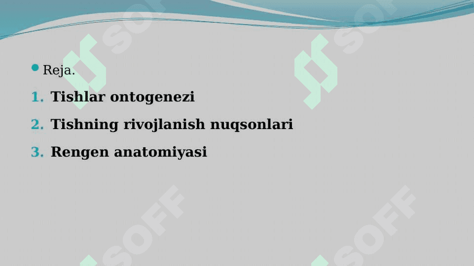 Tishlar ontogenezi, rivojlanishi, nuqsonlari, rengen anatomiyasi 2