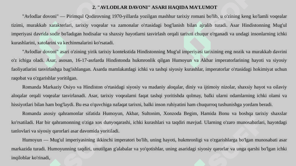 “Avlodlar davoni” romanida Xumoyun va Akbar obrazlari tasviri 8