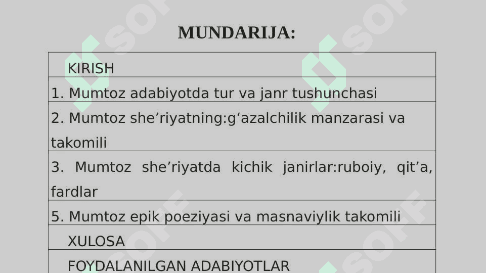 O‘zbek mumtoz adabiyotining tur va janirlari 2