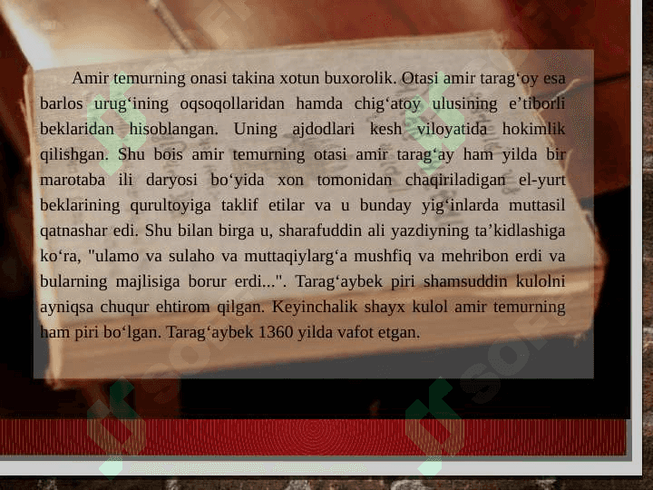 BUYUK AJDODLARGA EHTIROM 7