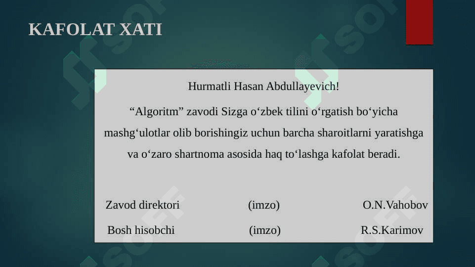 XIZMAT YOZISHMALARI: KAFOLAT XATI, TASDIQ XATI FARMOYISH XATI, SO'ROV XATI 3