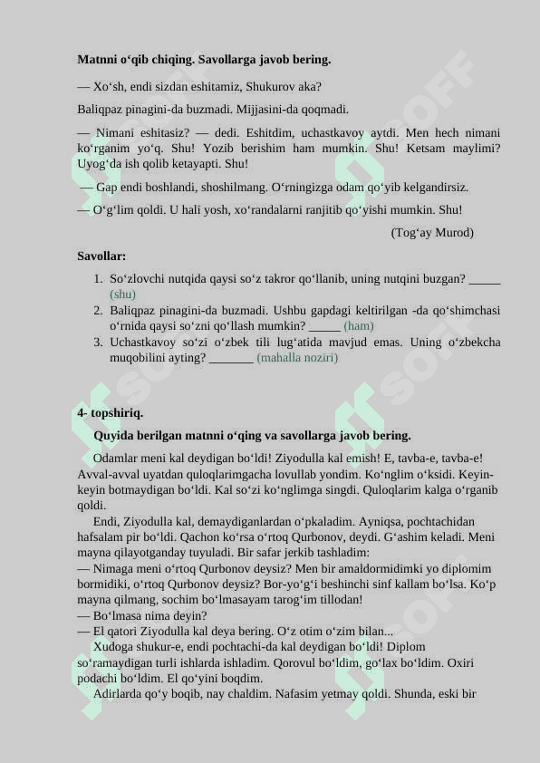 Matn ustida ishlash 2