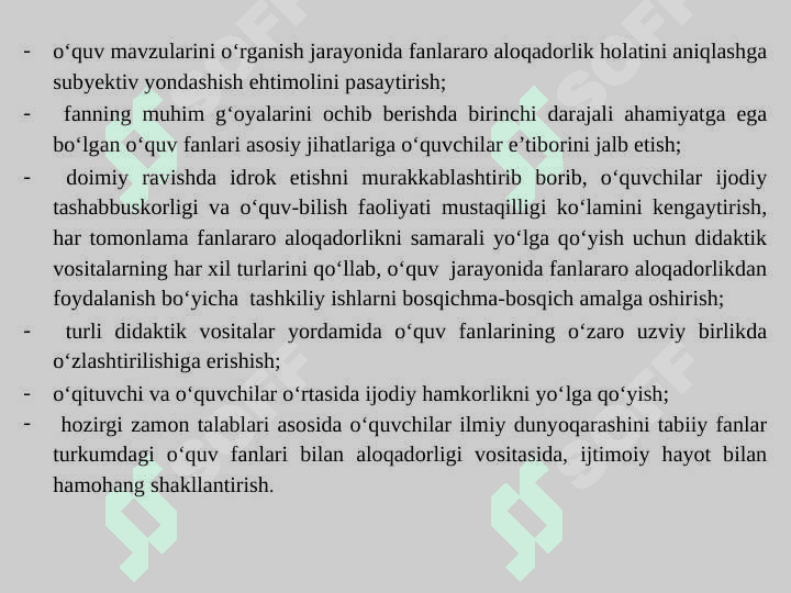 INTEGRATSIYALANGAN DARSLARNING SAMARADORLIGINI OSHIRISH OMILLARI 8