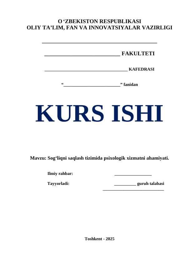 Sog‘liqni saqlash tizimida psixologik xizmatni ahamiyati