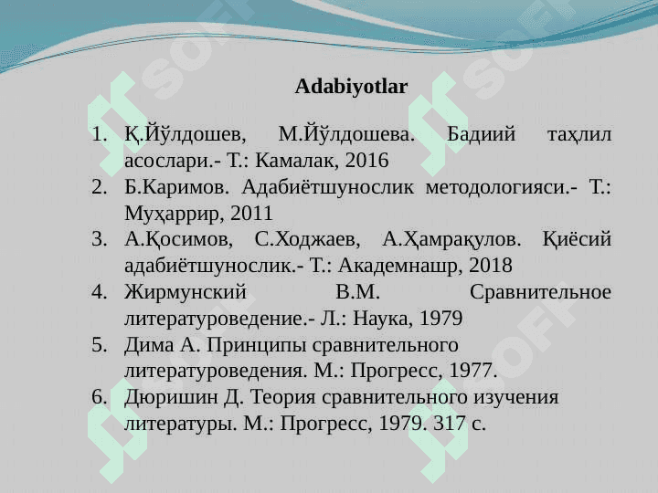 Qiyosiy-tarixiy metod va adabiy komparativistika orasidagi farqlar haqida 2
