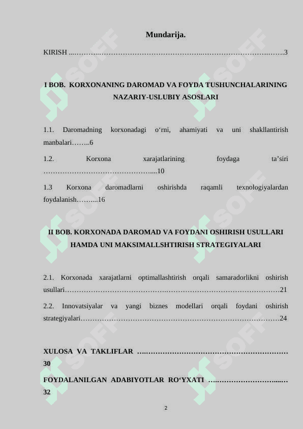 Korxona daromadlari va foydasini maksimallashtirish 2