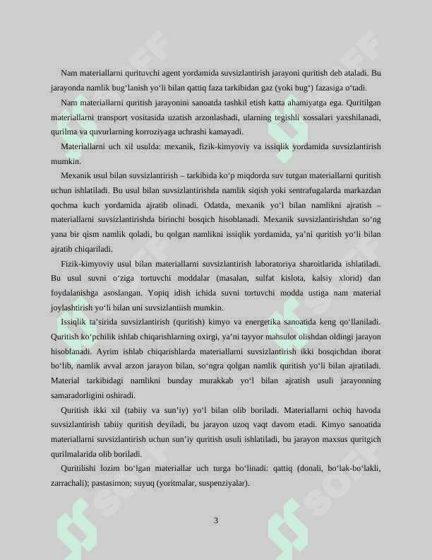 Qurutish jarayoni. Barabanli quritgichning hisobi 3