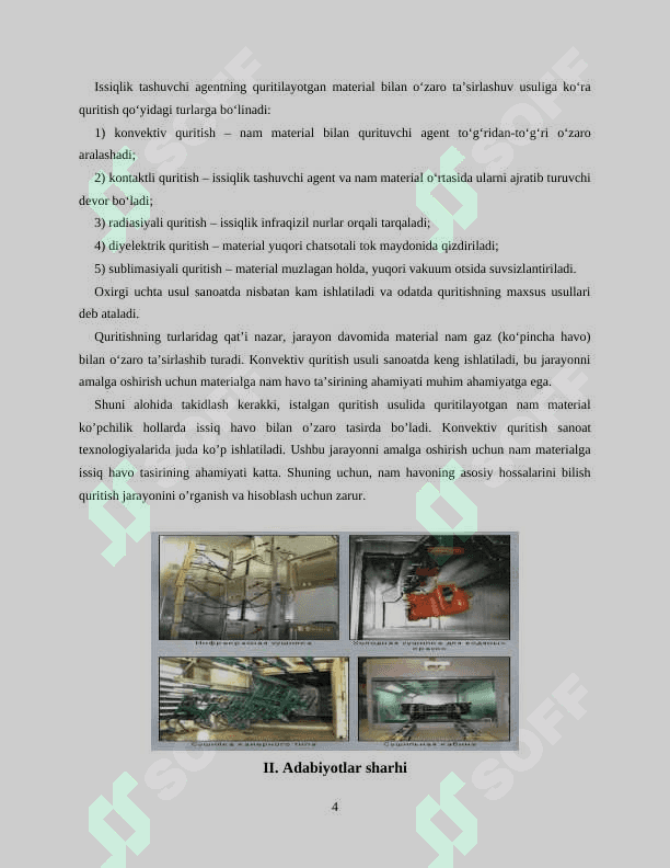 Qurutish jarayoni. Barabanli quritgichning hisobi 4