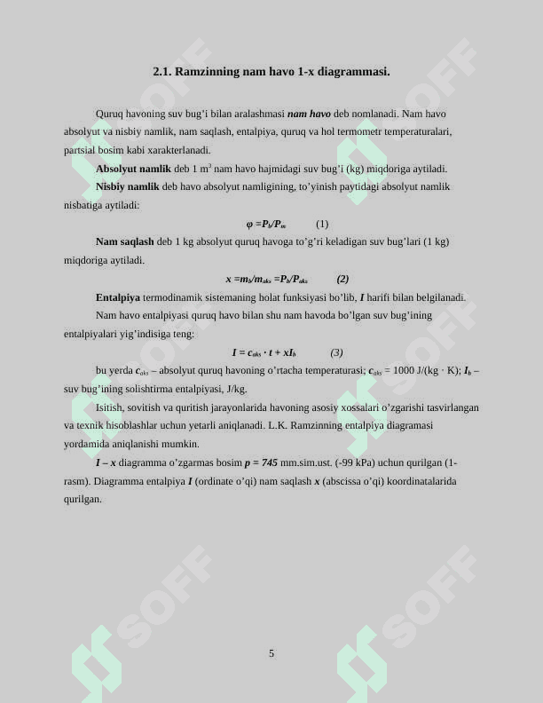 Qurutish jarayoni. Barabanli quritgichning hisobi 5