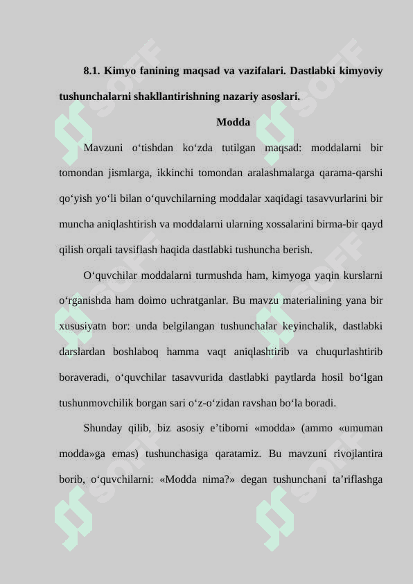 BOSHLANG‘ICH KIMYOVIY TUSHUNCHALARNI O‘QITISH METODIKASI 3