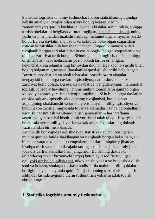 Aholi harakatining statistik ko'rsatkichlari. 2