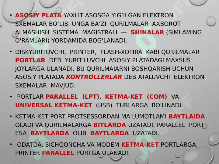 Shaxsiy kompyuterning tuzilishi va arxitekturasi 7