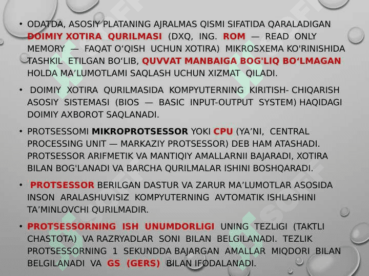 Shaxsiy kompyuterning tuzilishi va arxitekturasi 8