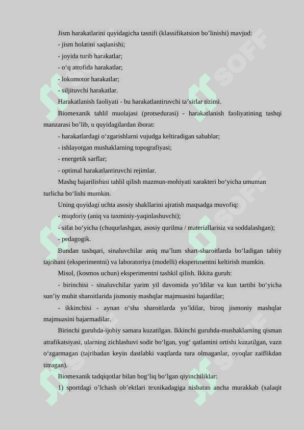 Sport biomexanikasi fanining obyekti, predmeti, maqsadi va vazifalari. Sport biomexanikasining ilm-fan sifatida shakllanishi va rivojlanish tarixi. 3