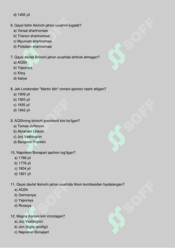 Tarix test 2