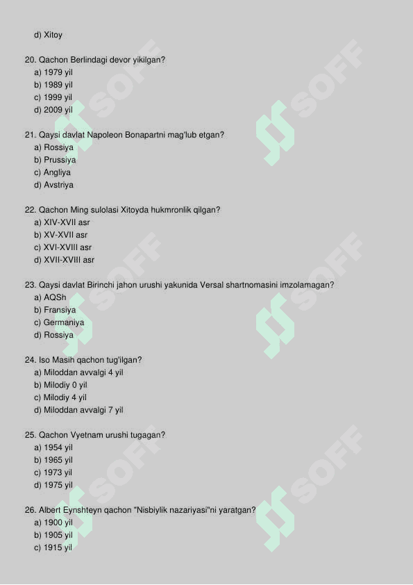 Tarix test 4