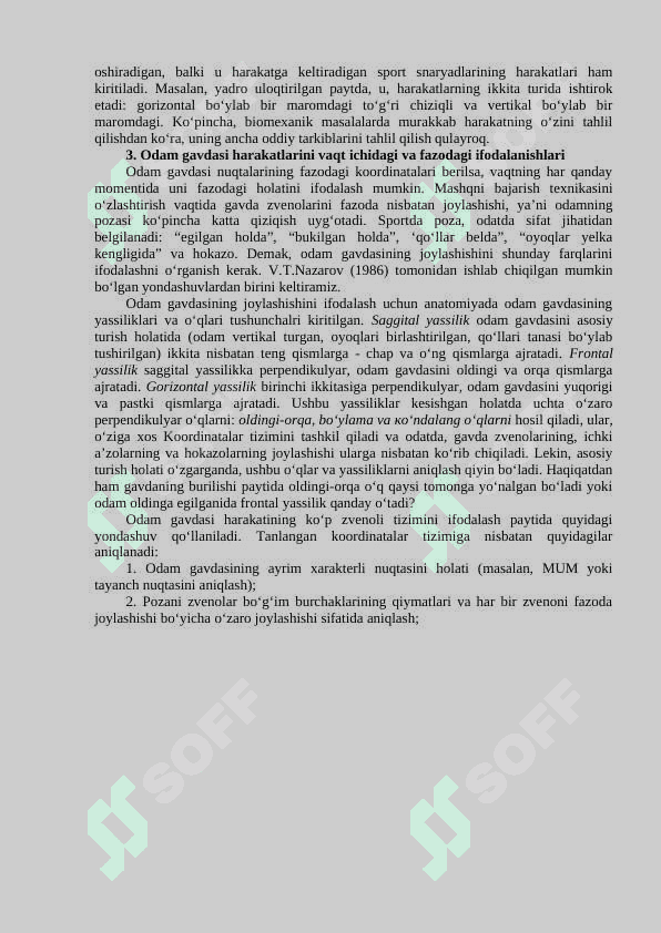 Odam harakatlari kinematikasi va dinamikasi. Inson harakatida mexanik ish va energiya 4