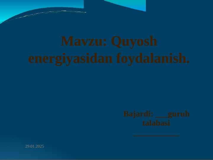 Quyosh energiyasidan foydalanish