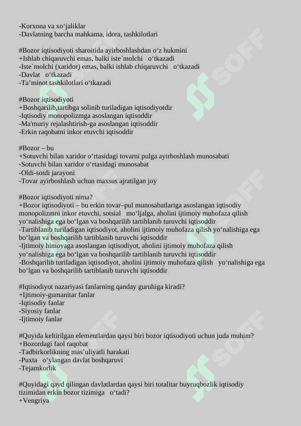 Iqtisodiyot nazariyasi test 200 javobi bilan 5