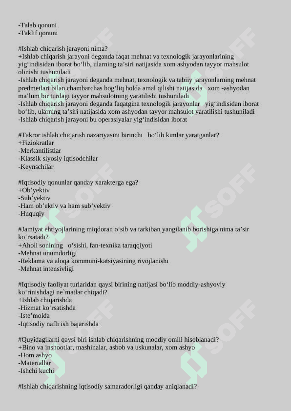 Iqtisodiyot nazariyasi test 200 javobi bilan 7