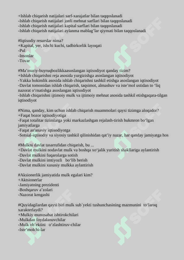 Iqtisodiyot nazariyasi test 200 javobi bilan 8