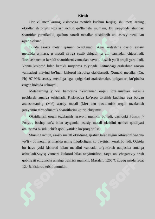 Metallarni oksidlanish orqali tozalash asoslari 2