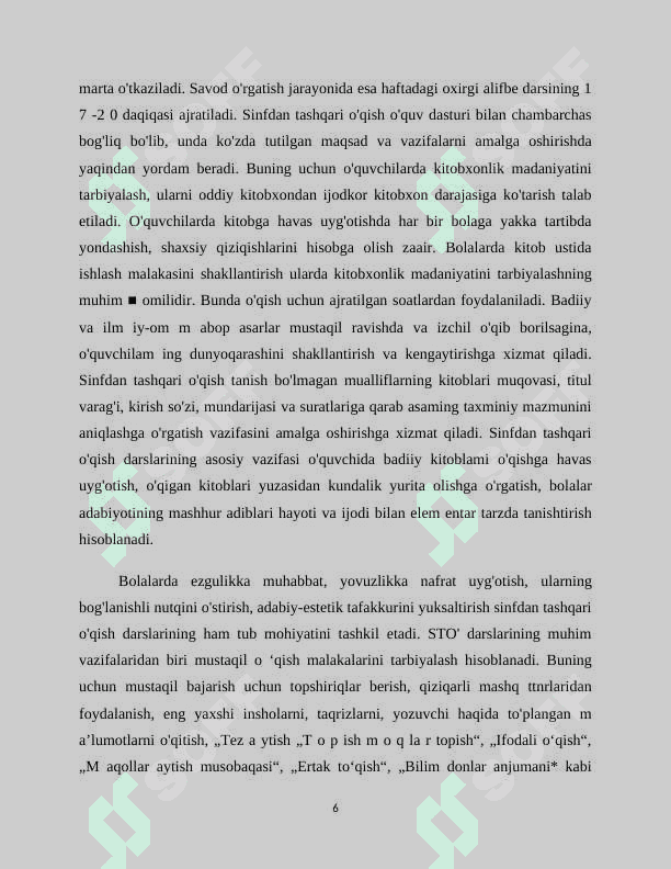 SINFDAN TASHQARI O‘QISH DARSLARIDA SH.SA’DULLA IJODINI O‘RGANISH 6