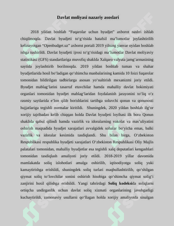 O’zbekiston Respublikasida davlat moliyasini boshqarish tizimida olib borilayotgan islohotlar 3