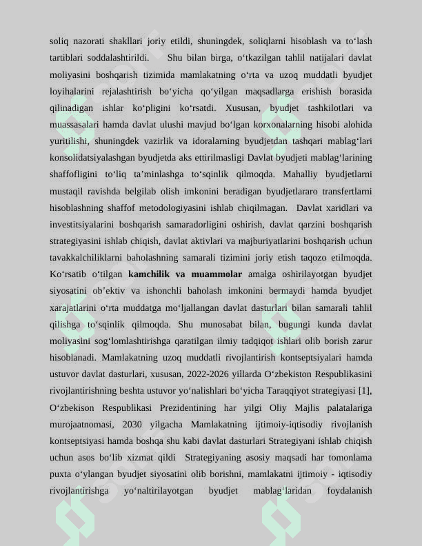 O’zbekiston Respublikasida davlat moliyasini boshqarish tizimida olib borilayotgan islohotlar 4